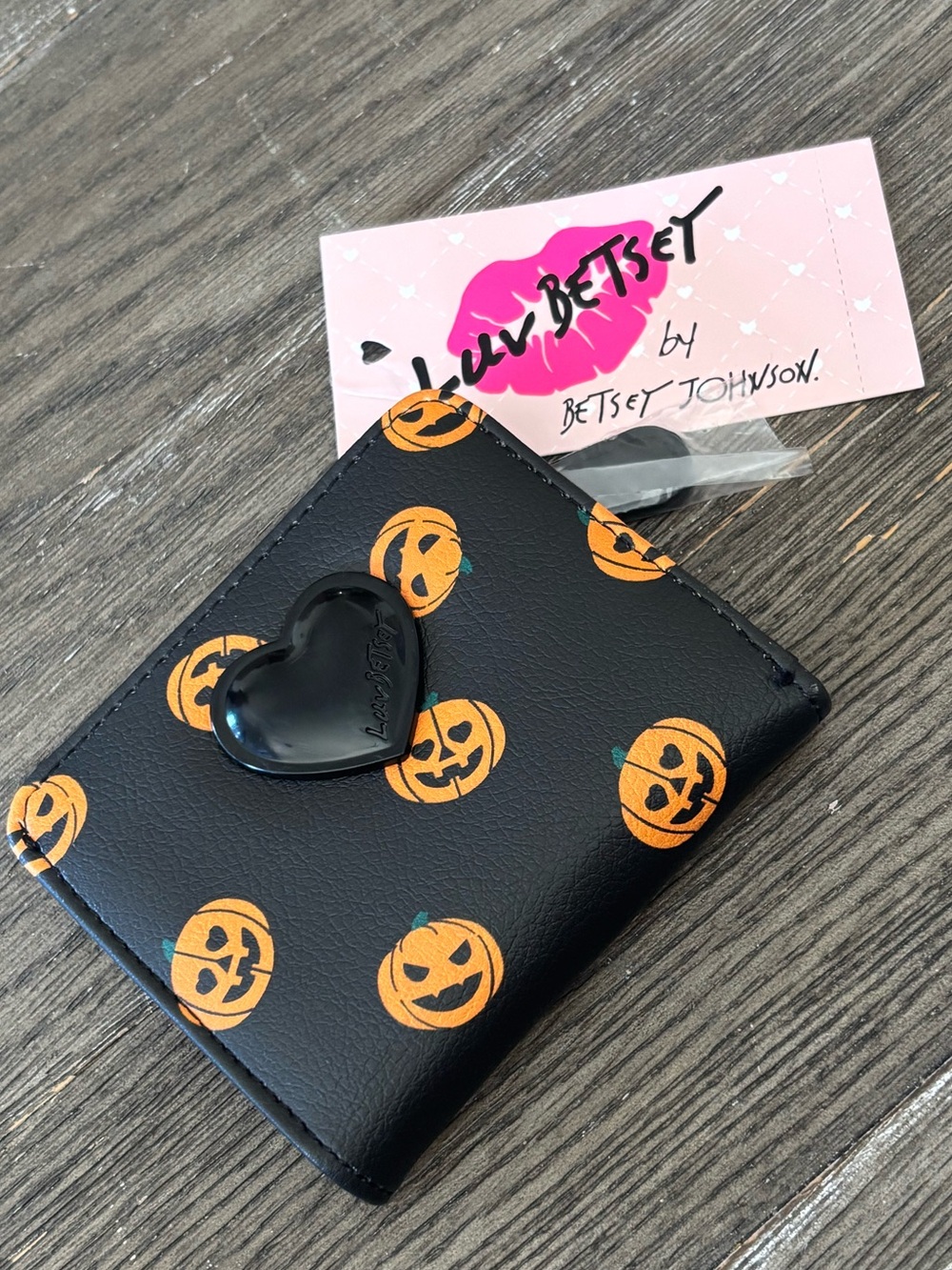 Luv Betsey Johnson • Black Jack-O-Lantern Halloween Bifold Wallet